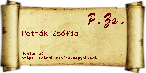 Petrák Zsófia névjegykártya